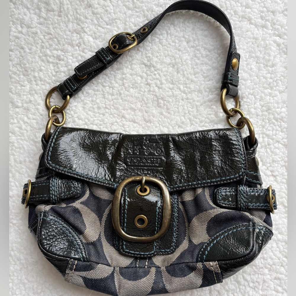 RARE Coach Vintage Viral Y2K Soho Leather and Denim Shoulder Bag